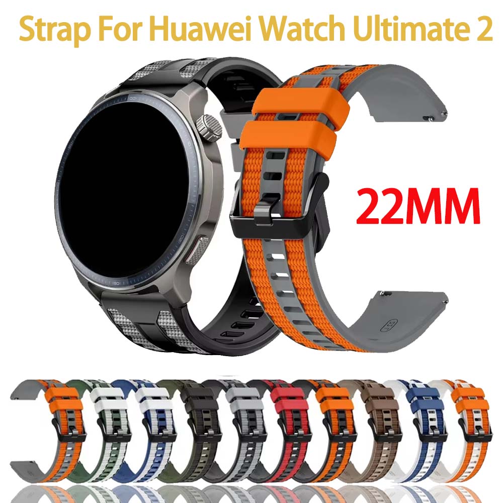 Silicone Watch Band 22Mm - Huawei Watch Ultimate 2 için Çift