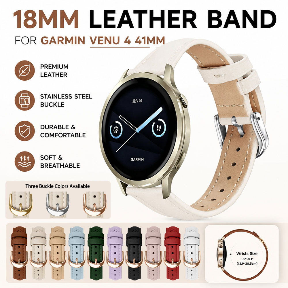 Leather Strap Quick Release - 18mm Hızlı Bırakma Deri Bant Garmin