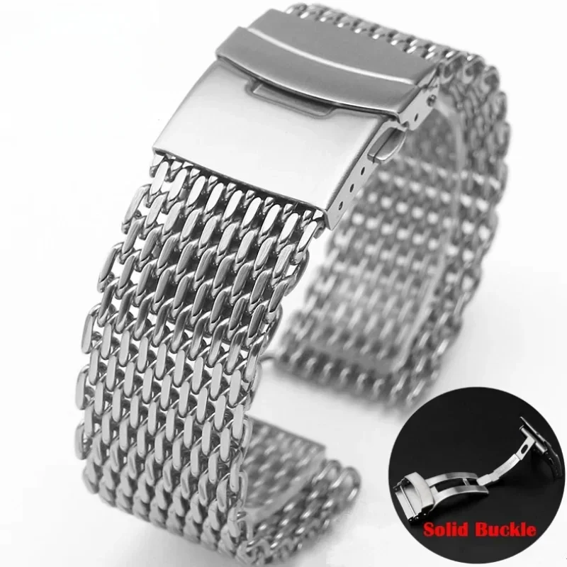 Mesh Strap Metal - 18/20/22/24mm Mesh katı paslanmaz çelik saat