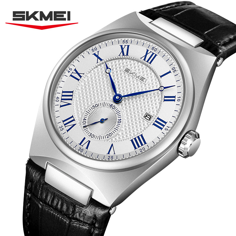 Leather Watch Band Men - SKMEI 9390 Zarif erkek Kuvars İzle