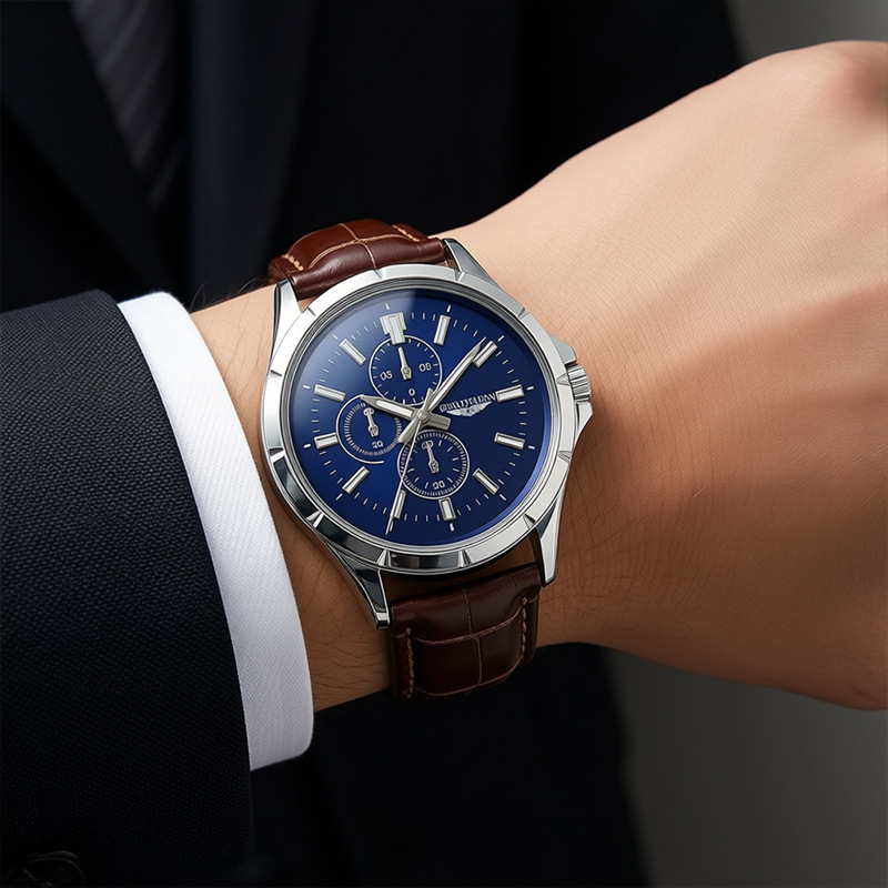 Erkek Kronograf Kuvars Saat, M - Leather Watch Band Men incelemesi ve fiyatı