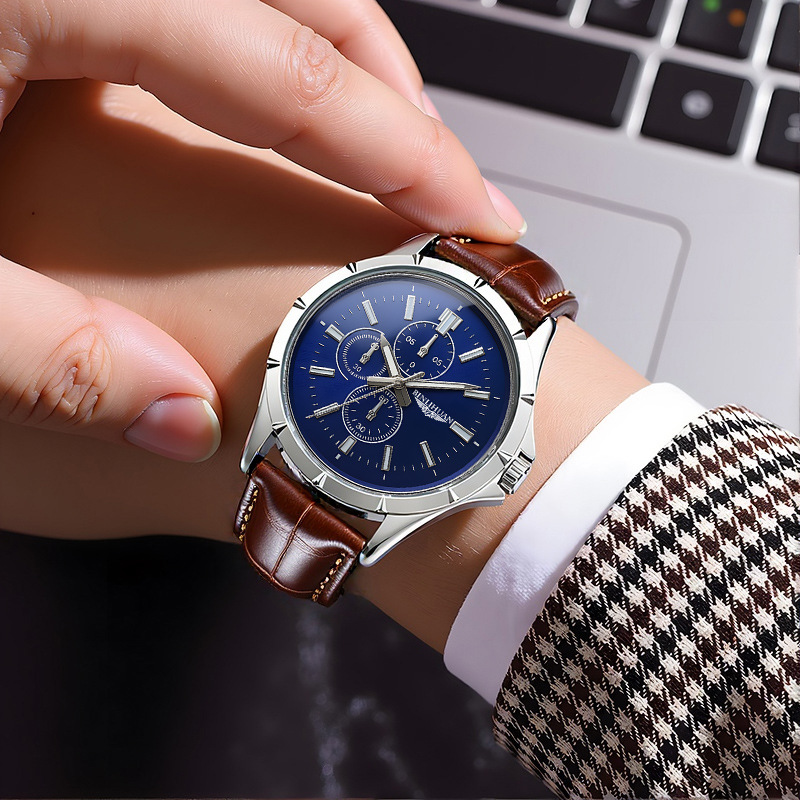 Erkek Kronograf Kuvars Saat, M - Leather Watch Band Men incelemesi ve fiyatı