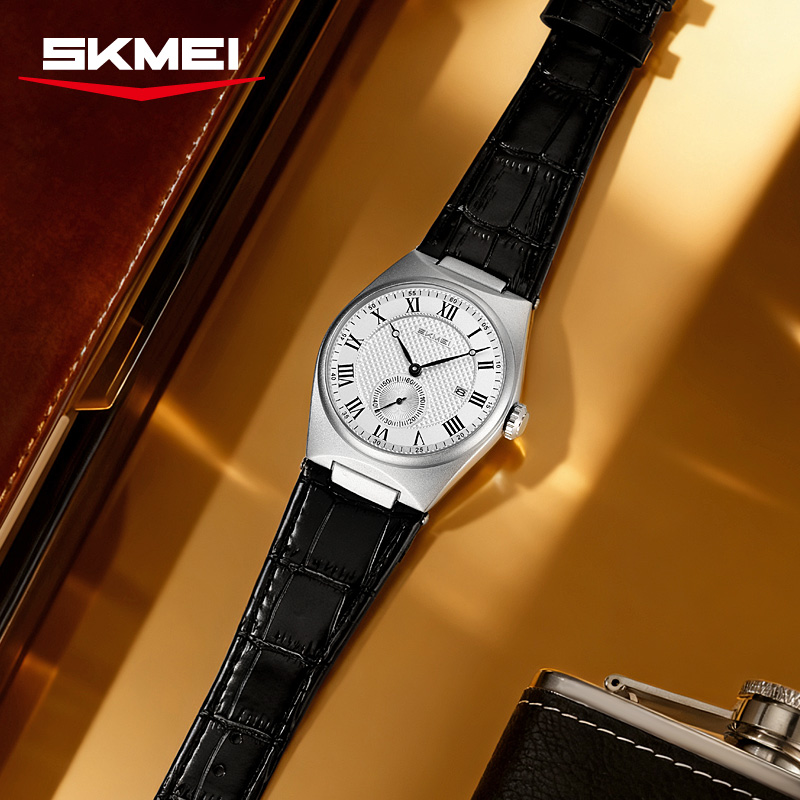 SKMEI 9390 Zarif erkek Kuvars  - Leather Watch Band Men incelemesi ve fiyatı