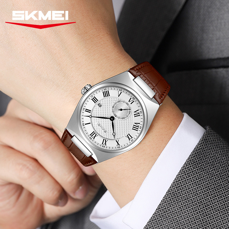 SKMEI 9390 Zarif erkek Kuvars  - Leather Watch Band Men incelemesi ve fiyatı